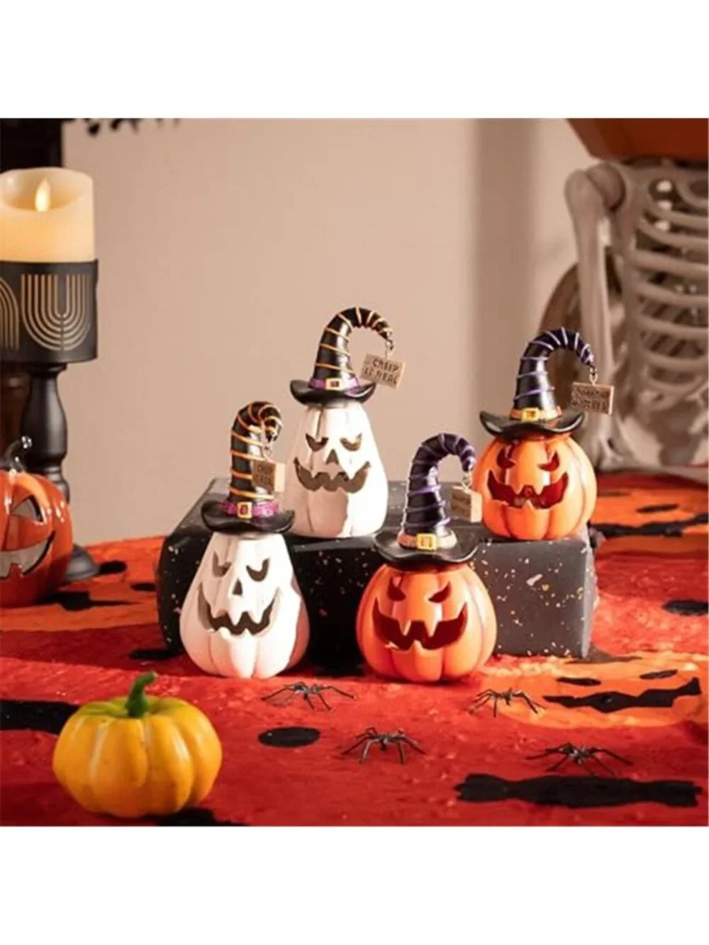 Pumpkin Halloween Decorations Indoor for Home 2Pcs Resin